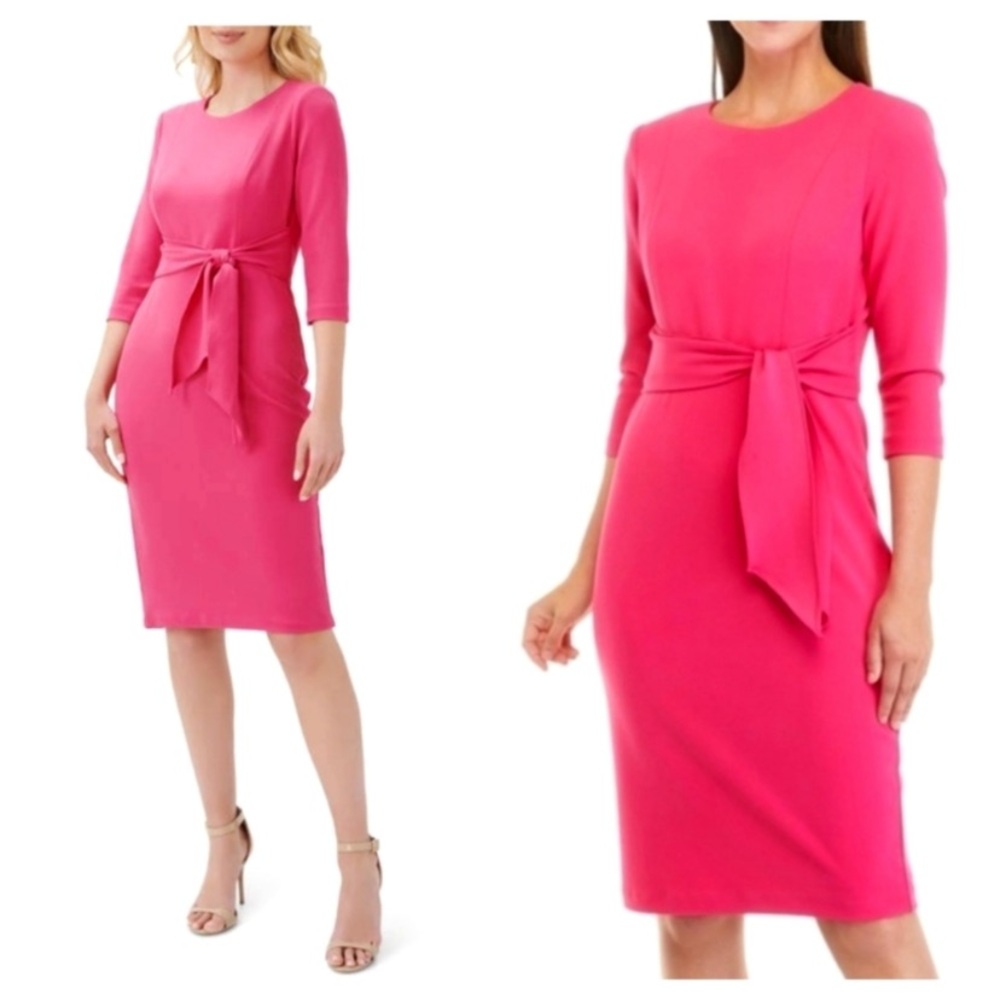 NEW Adrianna Papell Long Sleeve Dress with Tie Waist